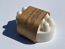 Load image into Gallery viewer, Allspice, Teakwood & Clove Oat Shea Massage Soap with Soap Saver Bag and Dragon Fire Pottery SRQ Soap/Candle Dish.